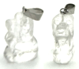 Crystal Dog Anhänger Naturstein, handgeschliffene Figur 1,8 x 2,5 x 8 mm, Stein der Steine