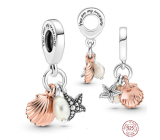 Charm Sterlingsilber 925 Seestern, Muschel, Süßwasserperle, 3-in-1 Anhänger für Armband, Meer
