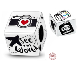 Sterling Silber 925 Travel the World Würfel Charme, Reise Armband Bead