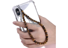 Tigerauge Anhänger für Handy gegen Verlust, Natursteinperle 6 mm / 26,5 cm, Stein der Sonne und Erde, bringt Glück und Reichtum
