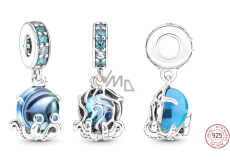 Charm Sterlingsilber 925 Niedlicher Oktopus aus Murano-Glas, Anhänger für Armband, Meer