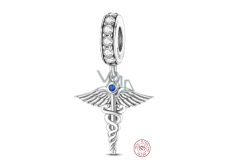 Charme Sterling Silber 925 Graduation - Äskulapstab - Emblem der Ärzte und Apotheker, Graduate Anhänger an einem Armband Job