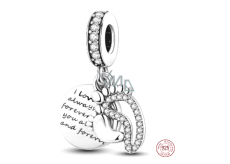 Sterling Silber 925 Ich liebe dich immer und für immer - Fußabdrücke, 2in1 Anhänger für Armband Familie