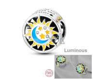 Charm Sterling Silber 925 Luminous - Tag / Nacht, Sonne / Mond, Stopper, Clip Perle auf Armband Universum