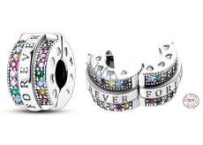 Charme Sterling Silber 925 Forever farbigen Zirkonia, Stopper, Clip Perle auf Liebe Armband