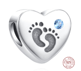 Charme Sterling Silber 925 Footprints Baby Boy, Perle Herz am Armband Familie