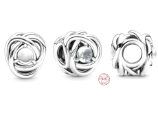 Charme Sterling Silber 925 Infinity Kreis der Ewigkeit April weiß - klar, Perle für Armband
