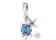 Charm Sterlingsilber 925 Meeresschildkröte, Seestern 2-in-1, Anhänger für Armband Meer
