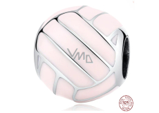 Charme Sterling Silber 925 Volleyball - rosa, Perle am Armband Sport