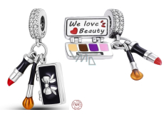 Charms Sterling Silber 925 Chic style - Lippenstift, Malerei, Pinsel 3in1, Armband Anhänger Interessen