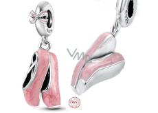 Charme Sterling Silber 925 Chic Stil - rosa Ballerinas - Ballett, Anhänger für Armband Interessen