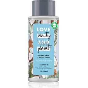 Love Beauty & Planet Kokosnusswasser und Blumen Mimosa Shampoo für feines Haar ohne Volumen 400 ml