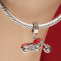 Charm Sterling Silber 925 Motorrad rot, Reisearmband Anhänger