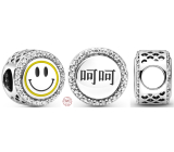 Sterling Silber 925 Talisman funkelnde Smiley Perle auf Armband Symbol