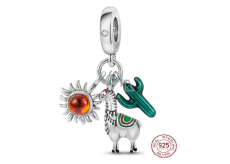 Charms Sterling Silber 925 Peru - Lama, Kaktus, Sonne 3in1, Reisearmband Anhänger