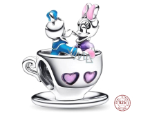 Charme Sterling Silber 925 Disney Disneyland Donald Duck und Daisy in einer Tasse, Perle für Armband