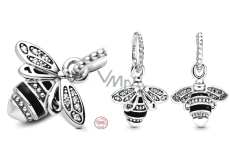 Charms Sterling Silber 925 Bienenkönigin schimmernder, tierischer Armband-Anhänger