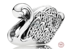 Charme Sterling Silber 925 Majestätischer Schwan, Perle am Armband Tier