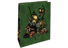 Nekupto Geschenkpapier Tasche 14 x 11 x 6,5 cm Weihnachtsbaum grün