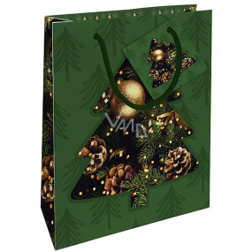 Nekupto Geschenkpapier Tasche 14 x 11 x 6,5 cm Weihnachtsbaum grün