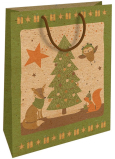 Nekupto Geschenk Kraftbeutel 28 x 37 cm Weihnachtsbaum mit Tieren