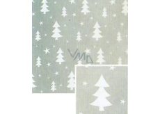 Nekupto Weihnachtsgeschenkpapier 70 x 200 cm Silber, weiße Bäume