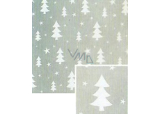 Nekupto Weihnachtsgeschenkpapier 70 x 500 cm Silber, weiße Bäume