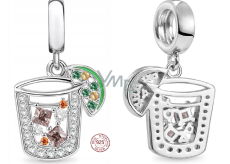 Charme Sterling Silber 925 Eistee und Zuckerscheibe, Essen und Trinken Armband Anhänger