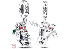 Charms Sterling Silber 925 Schlitten mit Geschenken, Weihnachtsarmband Anhänger