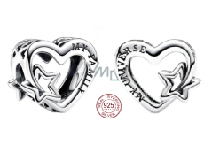 Charme Sterling Silber 925 Herz mit ineinander verschlungenen Stern, Perle auf Armband Familie