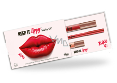 Keep it Lippy Trio Lip Set Roter, matter Lippenstift 3,5 ml + Lippenstift 0,2 g + schimmernder Lipgloss 1,9 ml, Kosmetikset für Frauen