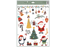 Fensterfolie weihnachtlich bunt mit Glitter Goldene Prinzessin und Weihnachtsmann 30 x 42 cm