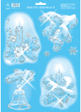 Bogen Weihnachtsaufkleber, Fensterfolie ohne Kleber Kerzen und Glocken 35 x 25 cm