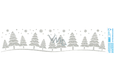 Bogen Weihnachtsaufkleber, Fensterfolie ohne Kleber Silberne Bäume 50 x 12 cm