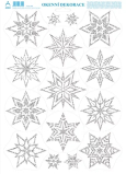 Bogen Weihnachtsaufkleber, Fensterfolie ohne Kleber Silberne Sterne mit Glitter 35 x 25 cm