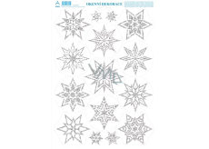 Bogen Weihnachtsaufkleber, Fensterfolie ohne Kleber Silberne Sterne mit Glitter 35 x 25 cm