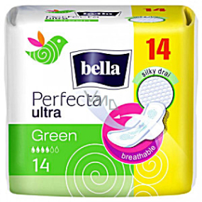 Bella Perfecta Slim Green hauchdünne Damenbinden mit Flügeln, geruchsneutralisierend 14 Stück