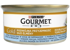 Gourmet Gold Double Pleasure mit Seefisch in Saft mit Spinat in Dosen für ausgewachsene Katzen 85 g
