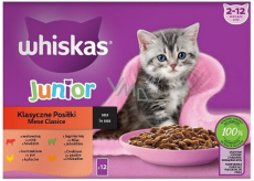 Whiskas Junior klassische Gerichte im Saft Rind, Huhn, Lamm, Geflügeltaschen im Saft 12 x 85 g