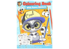 Grafix Malbuch A4 mit lustigen Stickern blau 24 Seiten, für Kinder ab 3