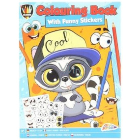 Grafix Malbuch A4 mit lustigen Stickern blau 24 Seiten, für Kinder ab 3