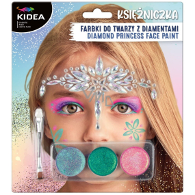 Kidea Princess Gesichtsfarben + Pinsel + Strasssteine, Kreativ-Set