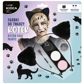 Kidea Kitten Gesichtsfarben + Pinsel + Glitter + Stirnband, Kreativset