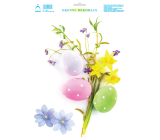 Bogen Osteraufkleber, Fensterfolie ohne Kleber Frühlingsblumen mit Ostereiern 33 x 24 cm