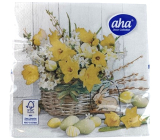 Aha Papierservietten 3 Lagen 33 x 33 cm 20 Stück Osterkorb mit Narzissen