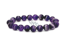 Amethyst Chevron Armband elastisch Naturstein, Kugel 10 mm / 16 - 17 cm, Stein der Könige und Bischöfe