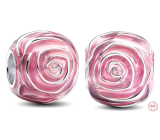 Charme Sterling Silber 925 Rosa Rose in Blüte, Perle auf Liebe Armband