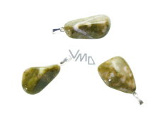 Epidot Troml-Anhänger Naturstein M, ca. 3,5 cm, Herz-Heilstein