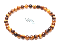 Tigerauge Armband elastisch Naturstein, Kugel 4 mm / 15 cm, für Kinder, Stein der Sonne und Erde, bringt Glück und Reichtum