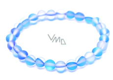 Opalit blau matt Armband elastisch, Kunststeinkugel 6 mm / 16 cm, für Kinder, Wunsch- und Hoffnungsstein
